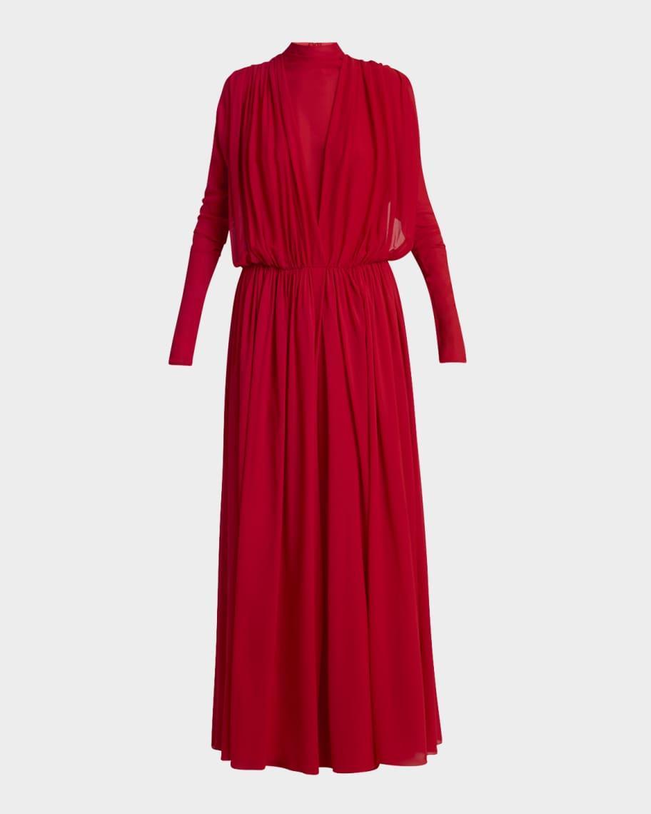 Erald Draped Long-Sleeve Maxi Dress Product Image