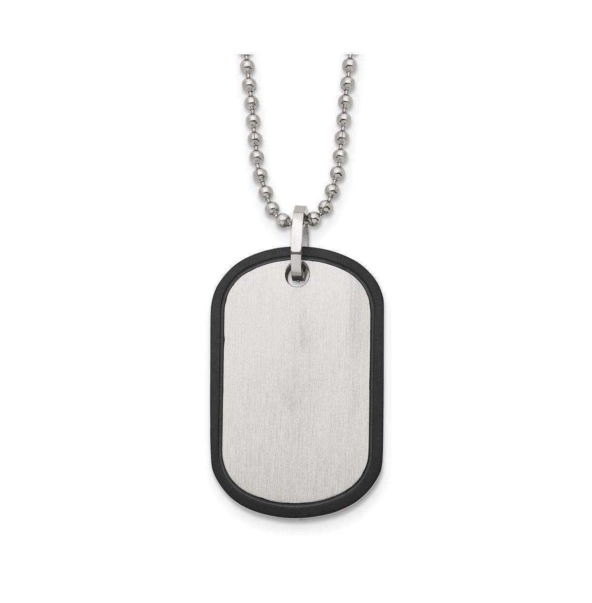 Chisel Brushed Black Ip-plated Edge Dog Tag on a Ball Chain Necklace Product Image