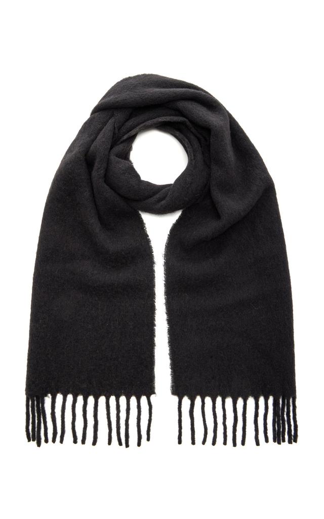 Fringed Wool Scarf In Black Product Image