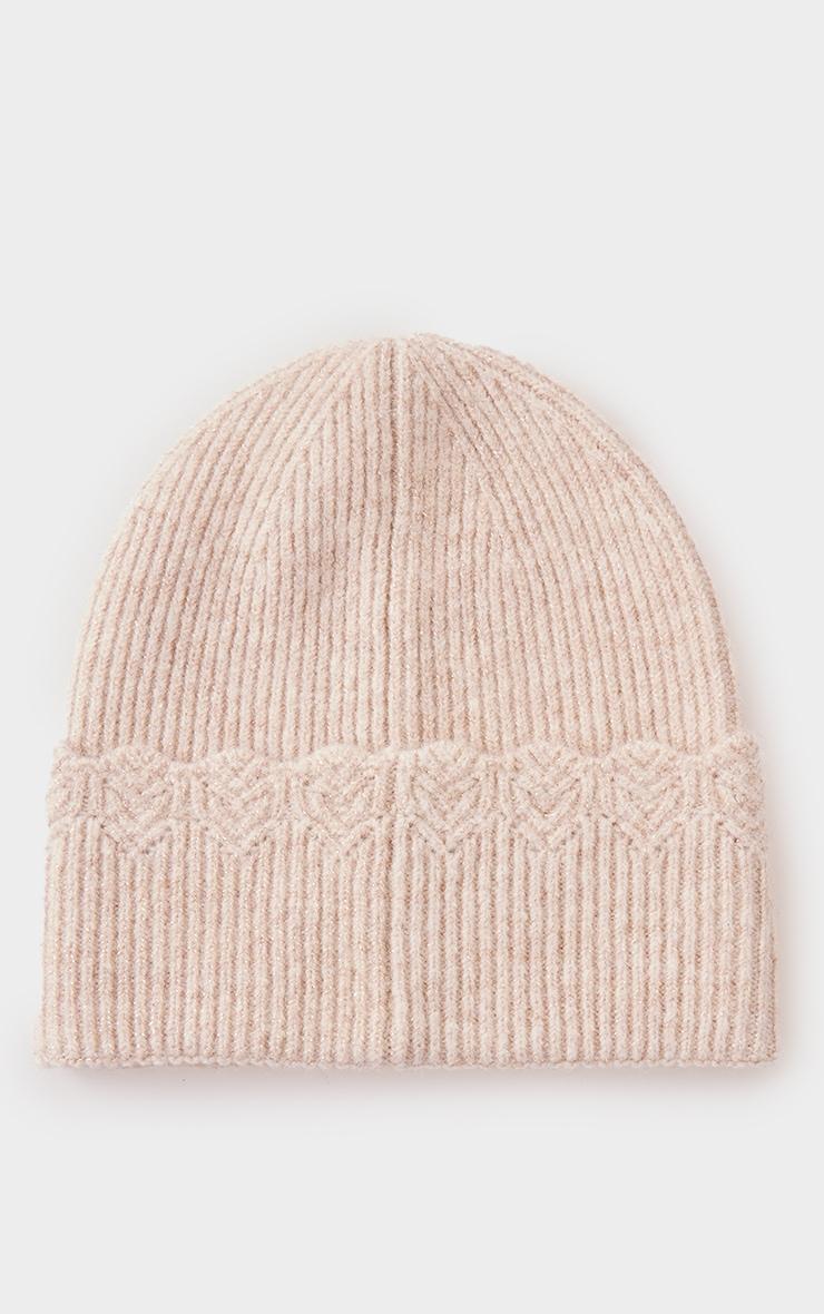 Oatmeal Glitter Scallop Rib Beanie Product Image