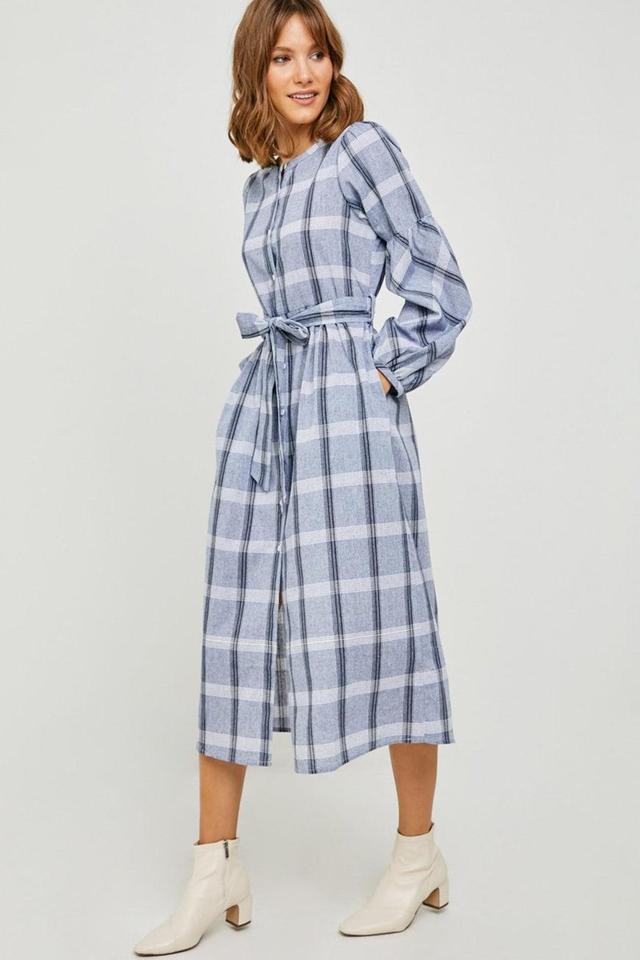 Women's Plaid Button-Down Midi Dress Product Image