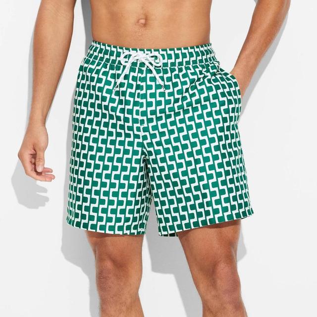 Mens 7 Zig-Zag Print Woven Swim Shorts - Original Use Product Image