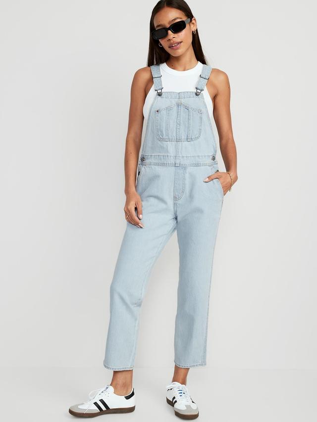 Slouchy Straight Non-Stretch Ankle-Length Jean Overalls for Women Product Image