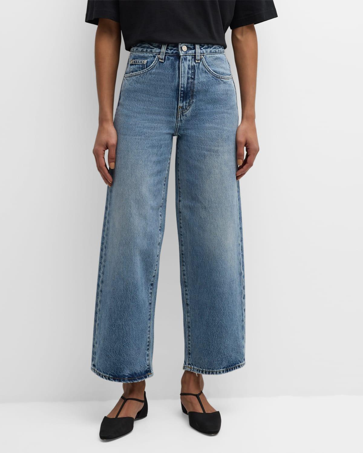 Mid-Rise Wide-Leg Ankle Jeans Product Image