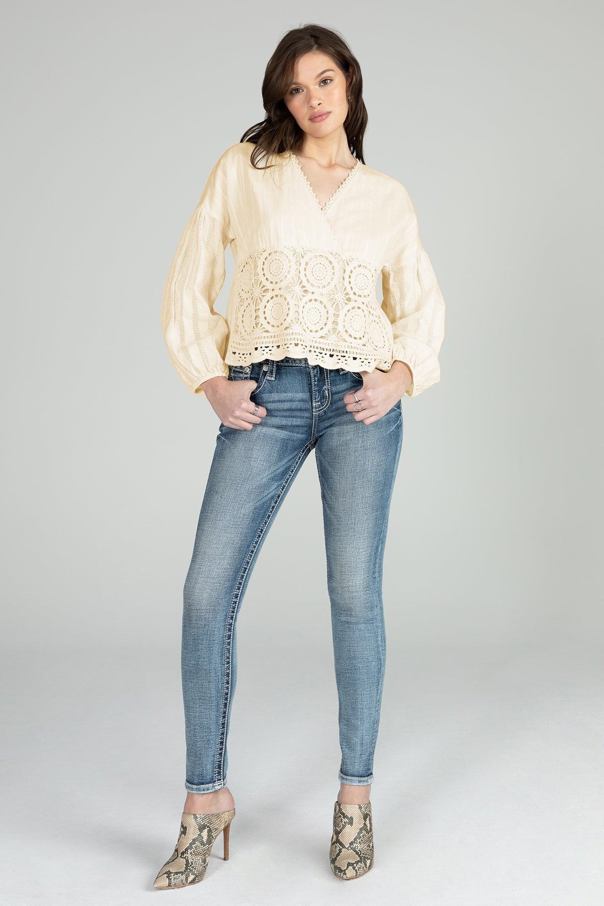 V-Neck Crochet Top Product Image