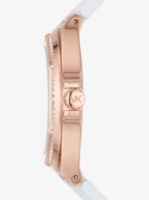 Oversized Lennox Pavé Rose Gold-Tone and Silicone Watch Product Image