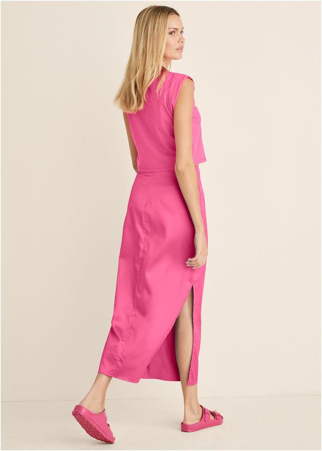 Midi Slip Skirt - Hot Pink Product Image