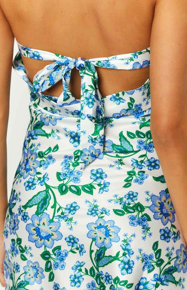 Ellie Blue Floral Strapless Mini Dress Product Image