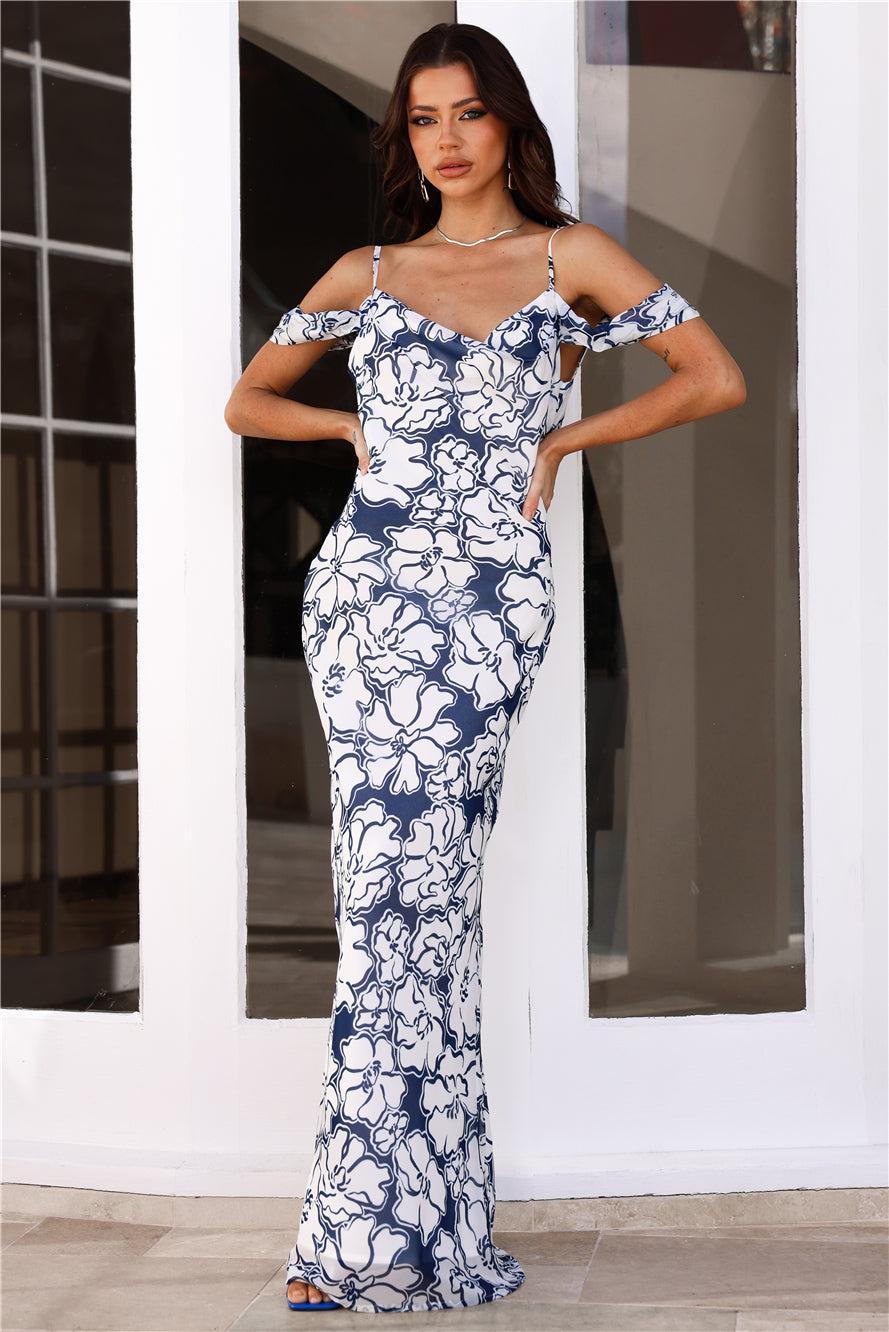 RUNAWAY Kelani Maxi Dress Navy Floral Product Image