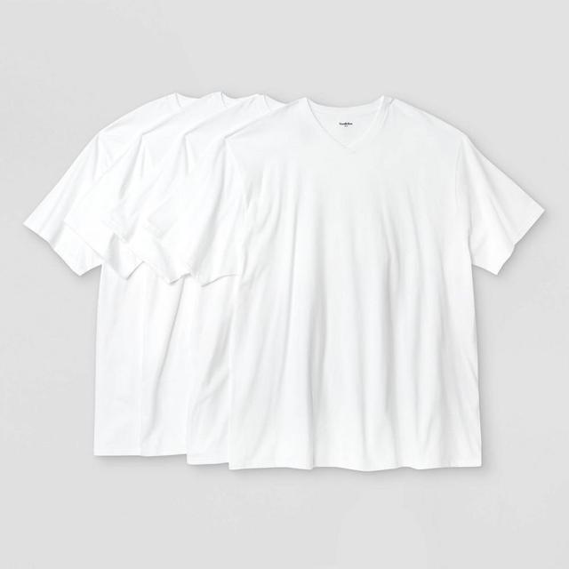 Mens Big & Tall Short Sleeve 4pk V-Neck T-Shirt - Goodfellow & Co White 5XL Product Image