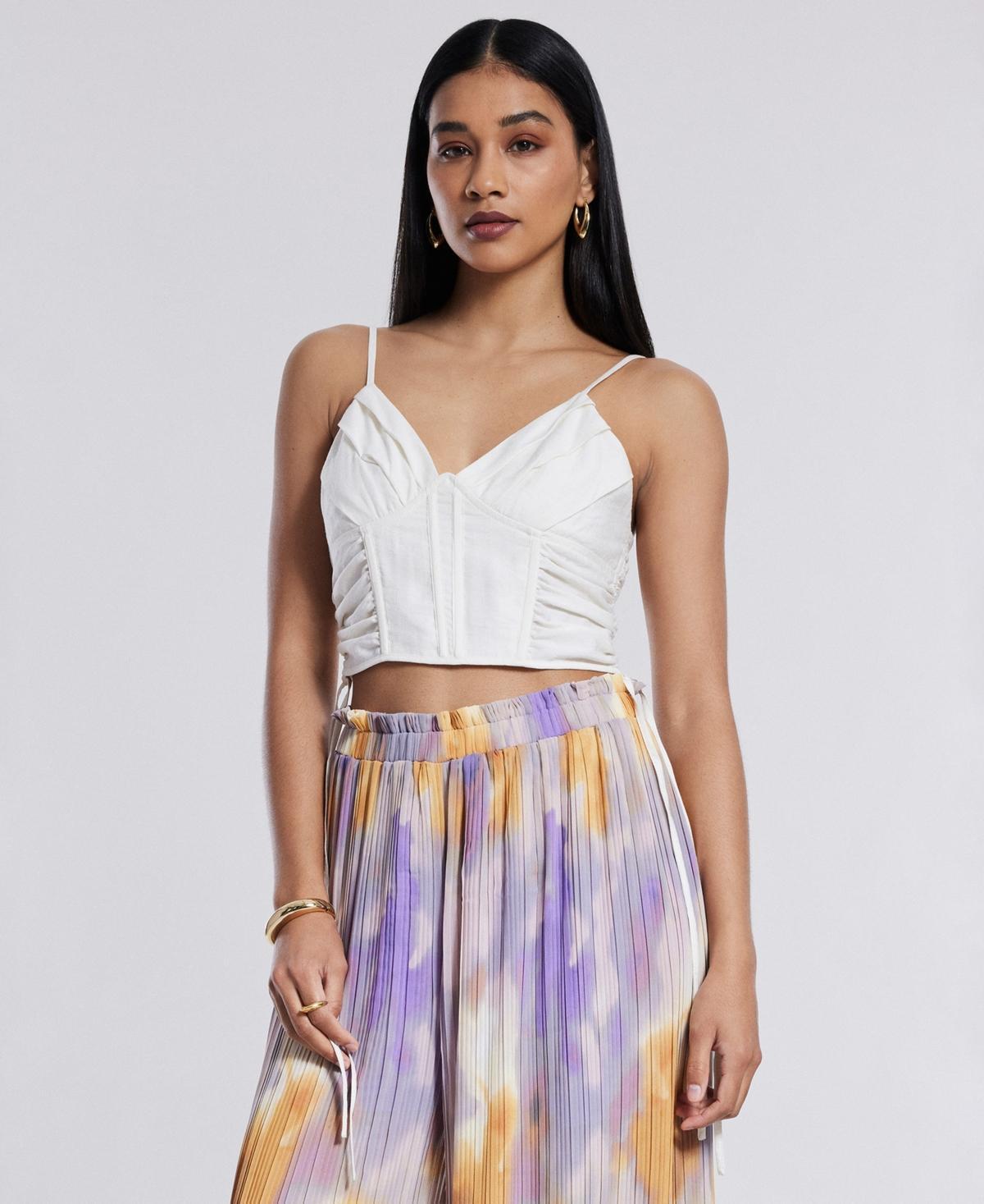 Bcbg New York Womens Sleeveless Shirred Crop Top Product Image