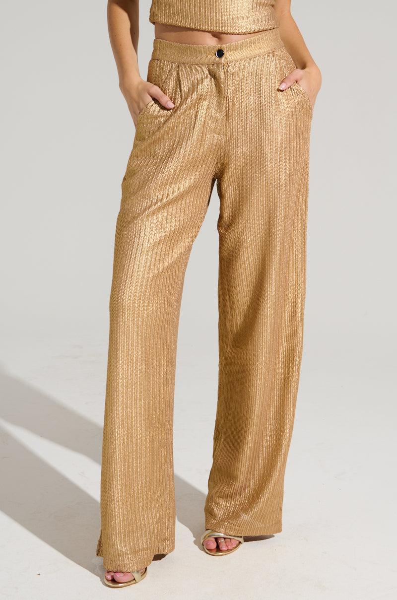 UP ALL NIGHT THINKING TROUSER IN GOLD Product Image