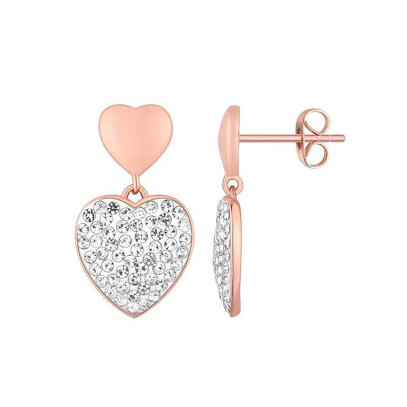 Chrystina Crystal Heart Drop Earrings, Womens, Pink Tone Product Image