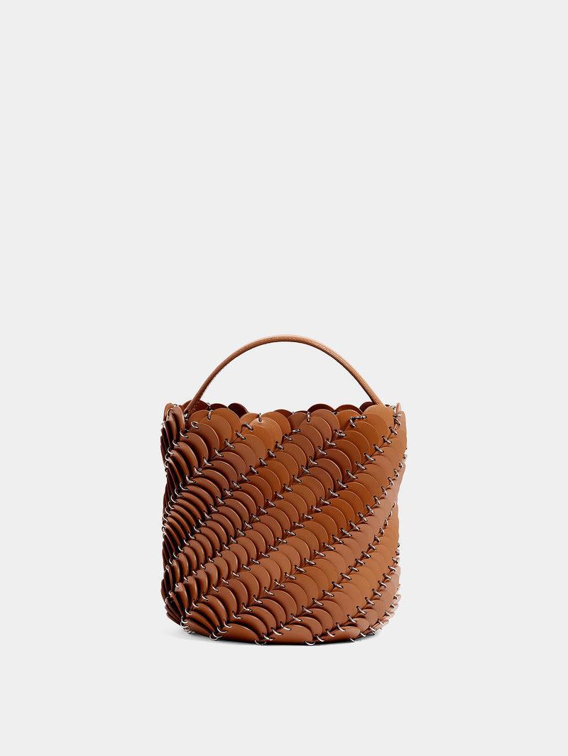 Medium Cognac bucket Paco bag in leather Product Image