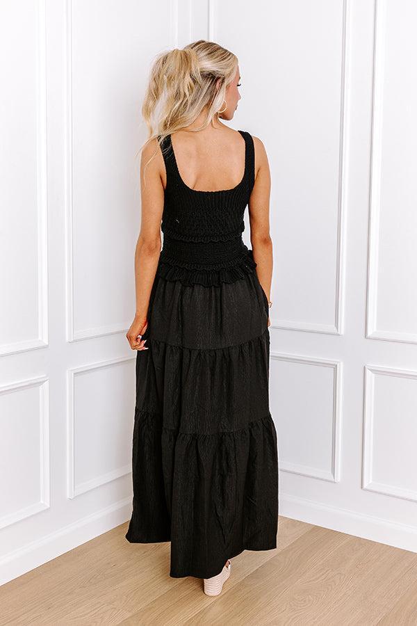 Sunset Beach Stroll Crochet Maxi Dress in Black Product Image