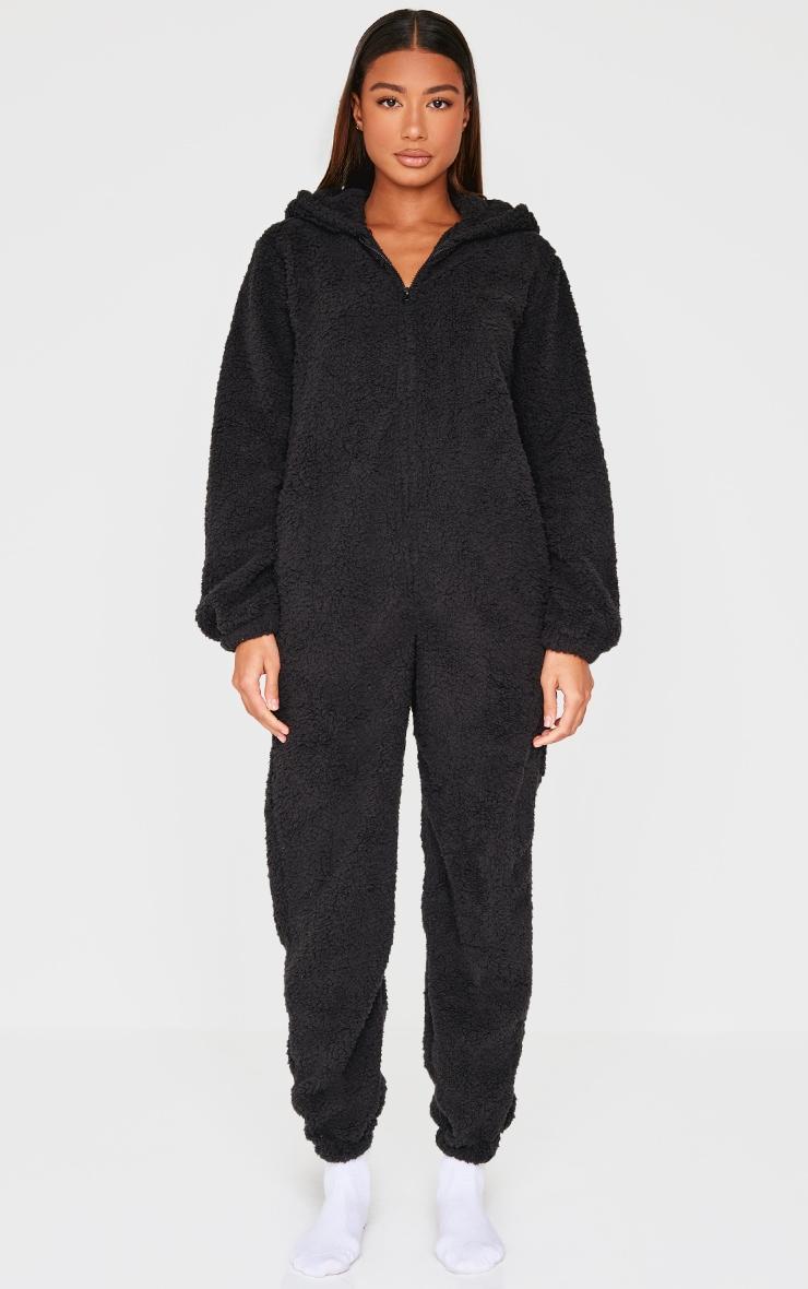 Black Fleece Teddy Ears Onesie Product Image