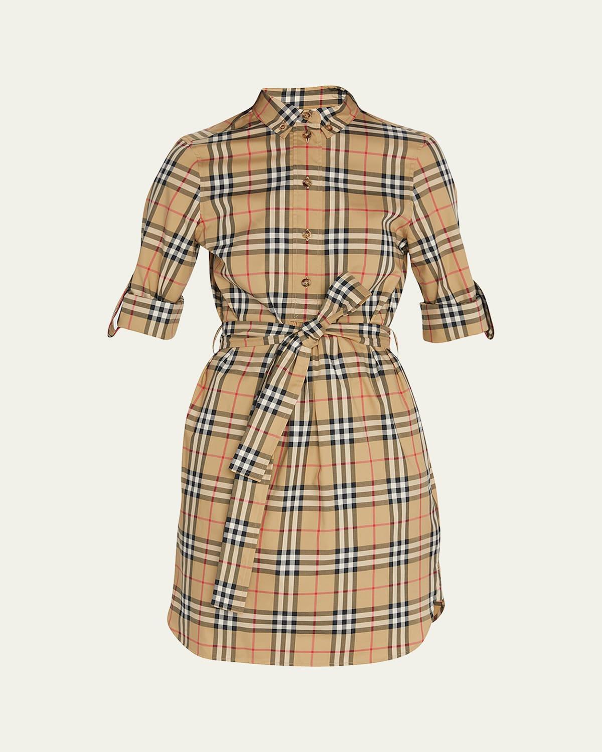 burberry Giovanna Vintage Check Long Sleeve Stretch Cotton Shirtdress Product Image