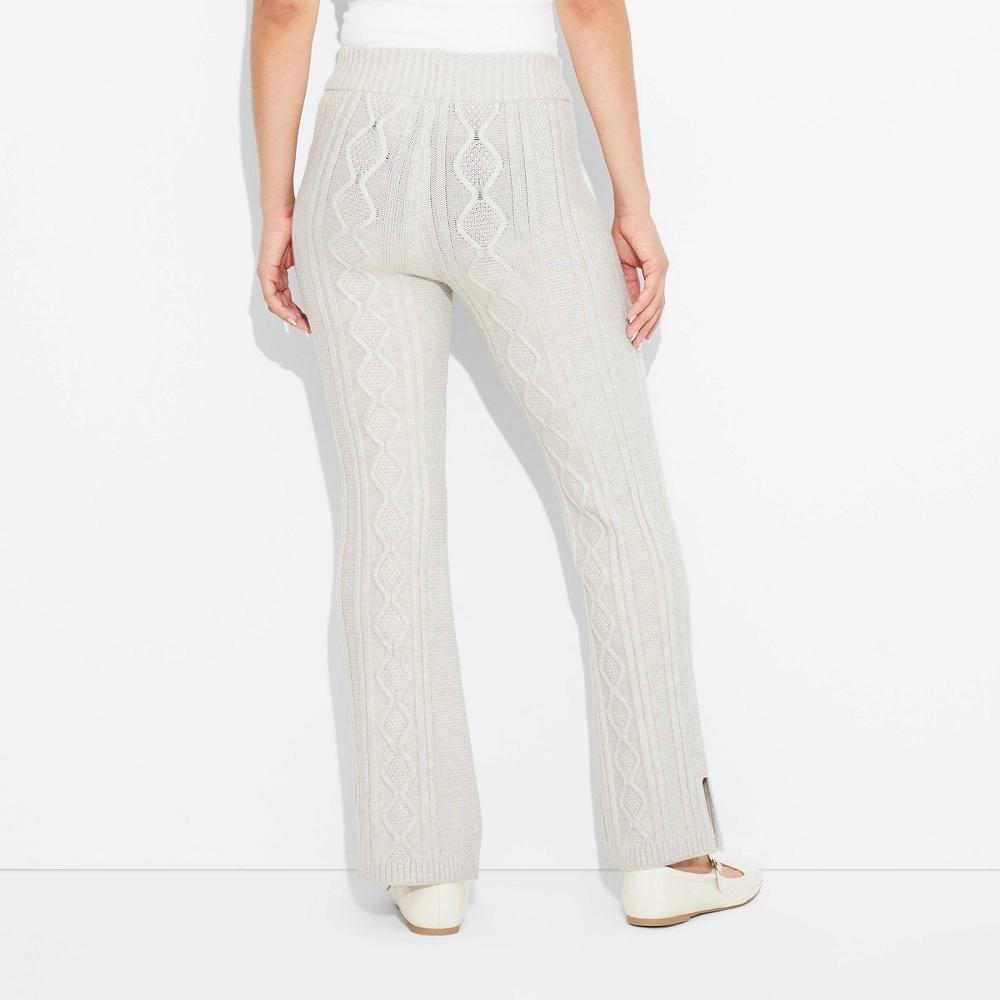 Women's Mid-Rise Cable Pants - Wild Fable™ Light Gray M Product Image