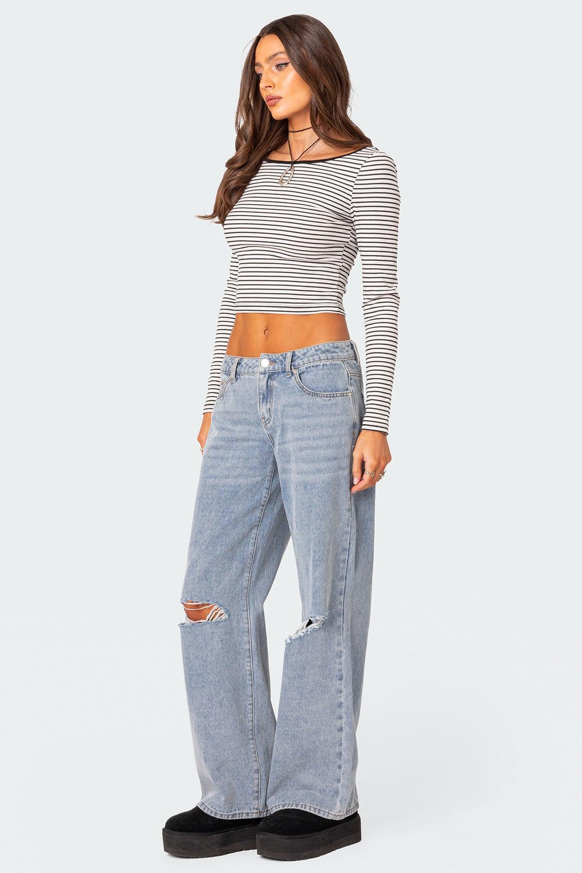 Debbie Distressed Low Rise Jeans Product Image