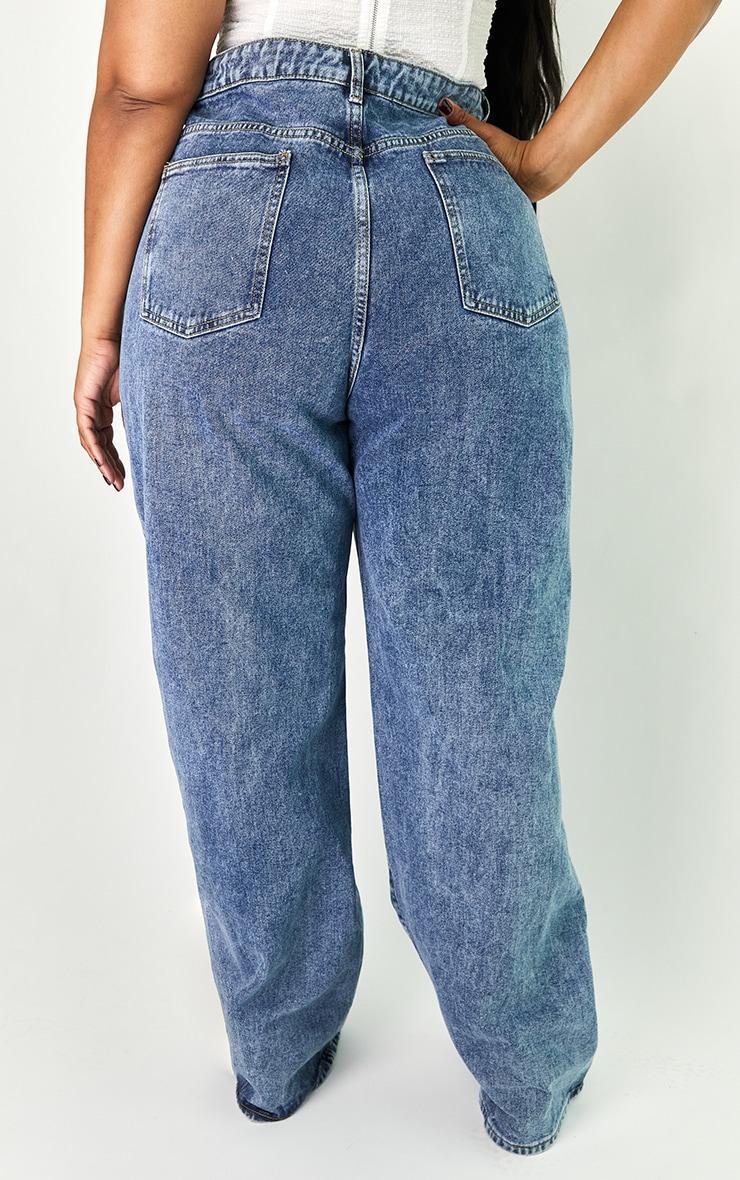 Plus Vintage Wash Seam Front Wide Leg Jeans Product Image