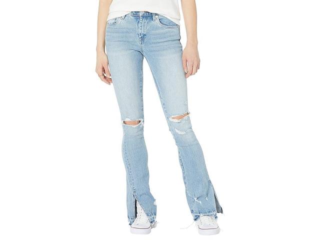 Blank NYC Hoyt Mini Boot Denim Jeans with Ripped Knees and Side Slit Released Hem in Blue (No Thanks) Women's Jeans Product Image