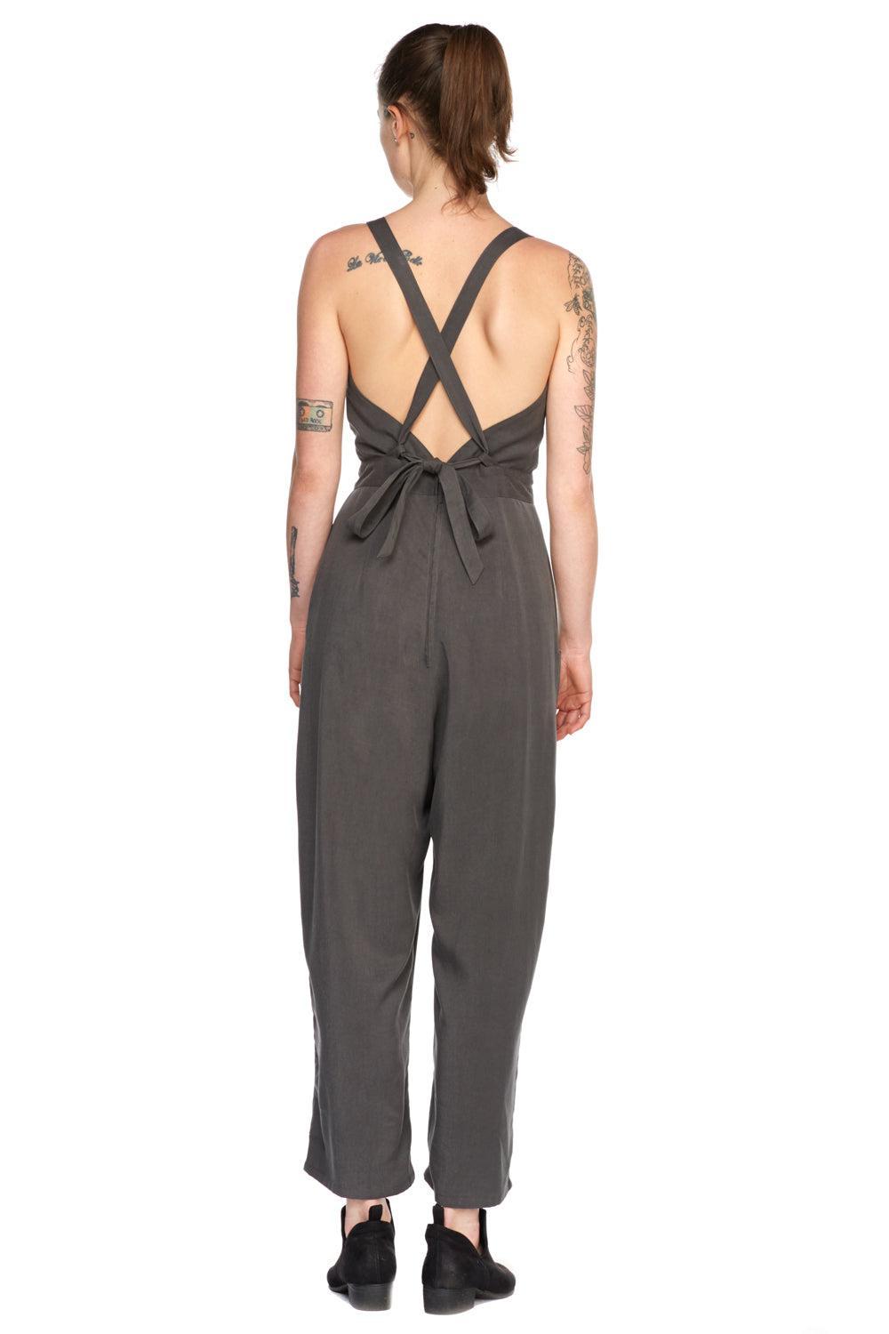 Yolked Juniper Jumpsuit in Black Brushed Cotton Product Image