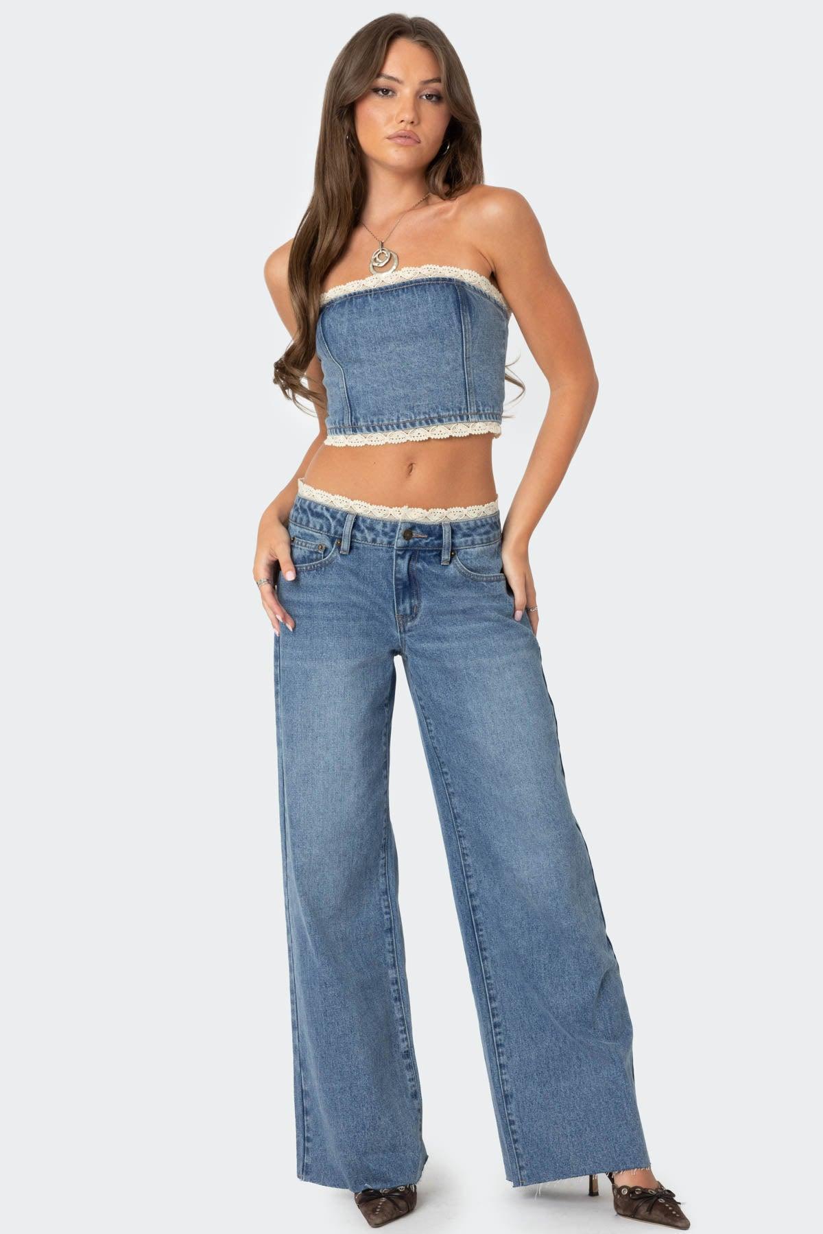 Karlie Lace Trim Jeans Product Image