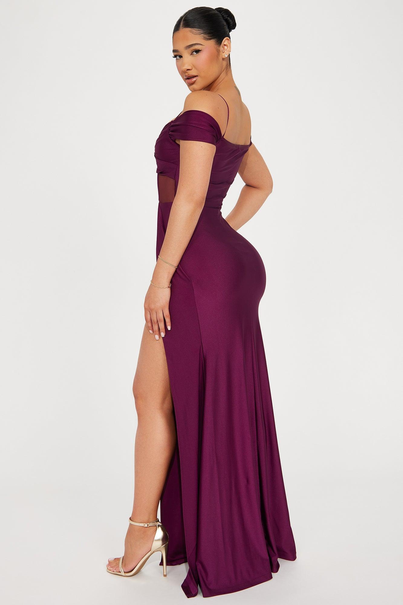 Destini Corset Waist Gown - Eggplant Product Image