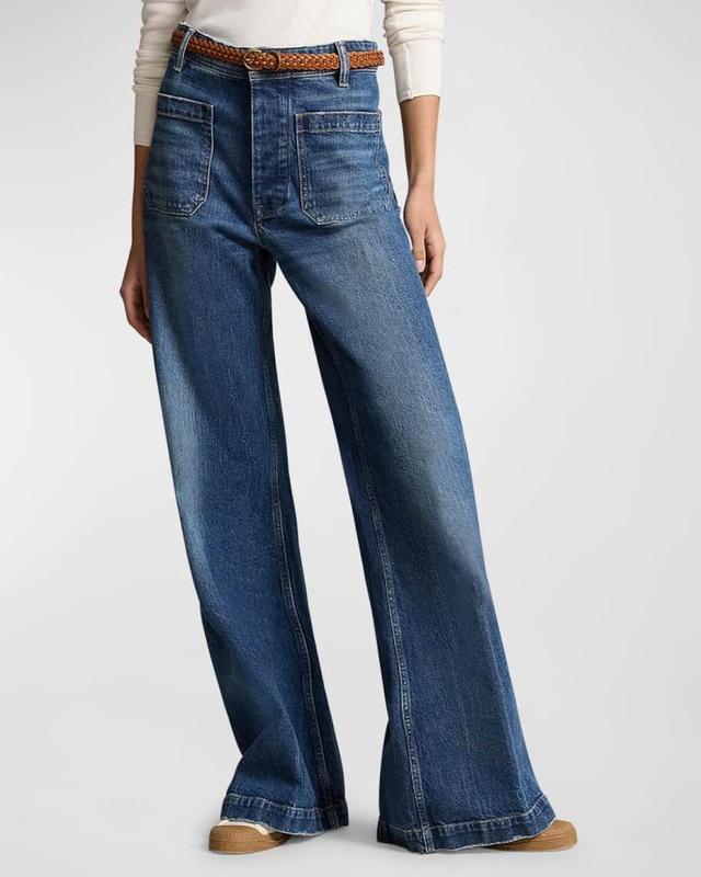 Stretch Cotton Wide-Leg Jeans Product Image