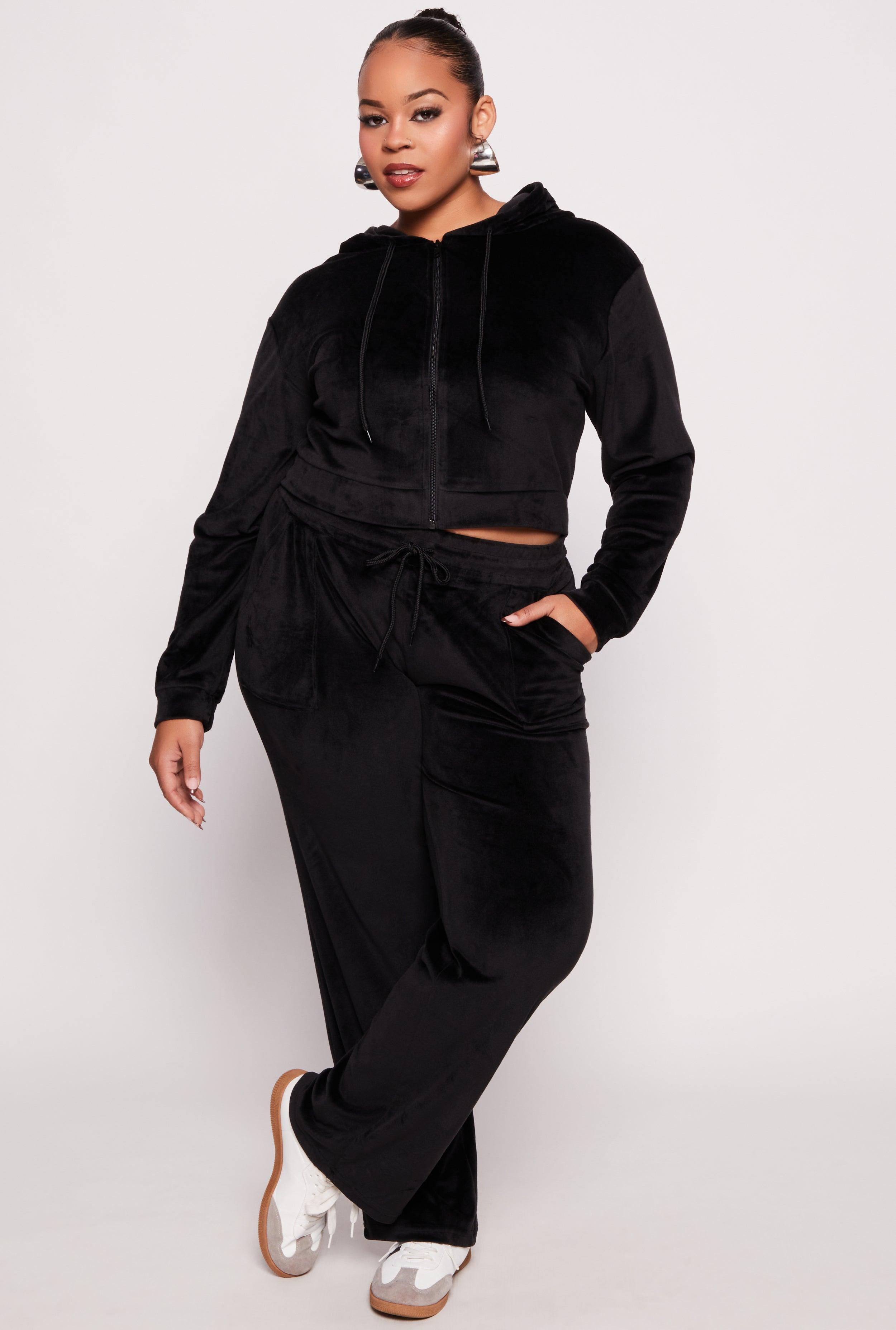 Womens Plus Size Velour Wide Leg Pants Product Image