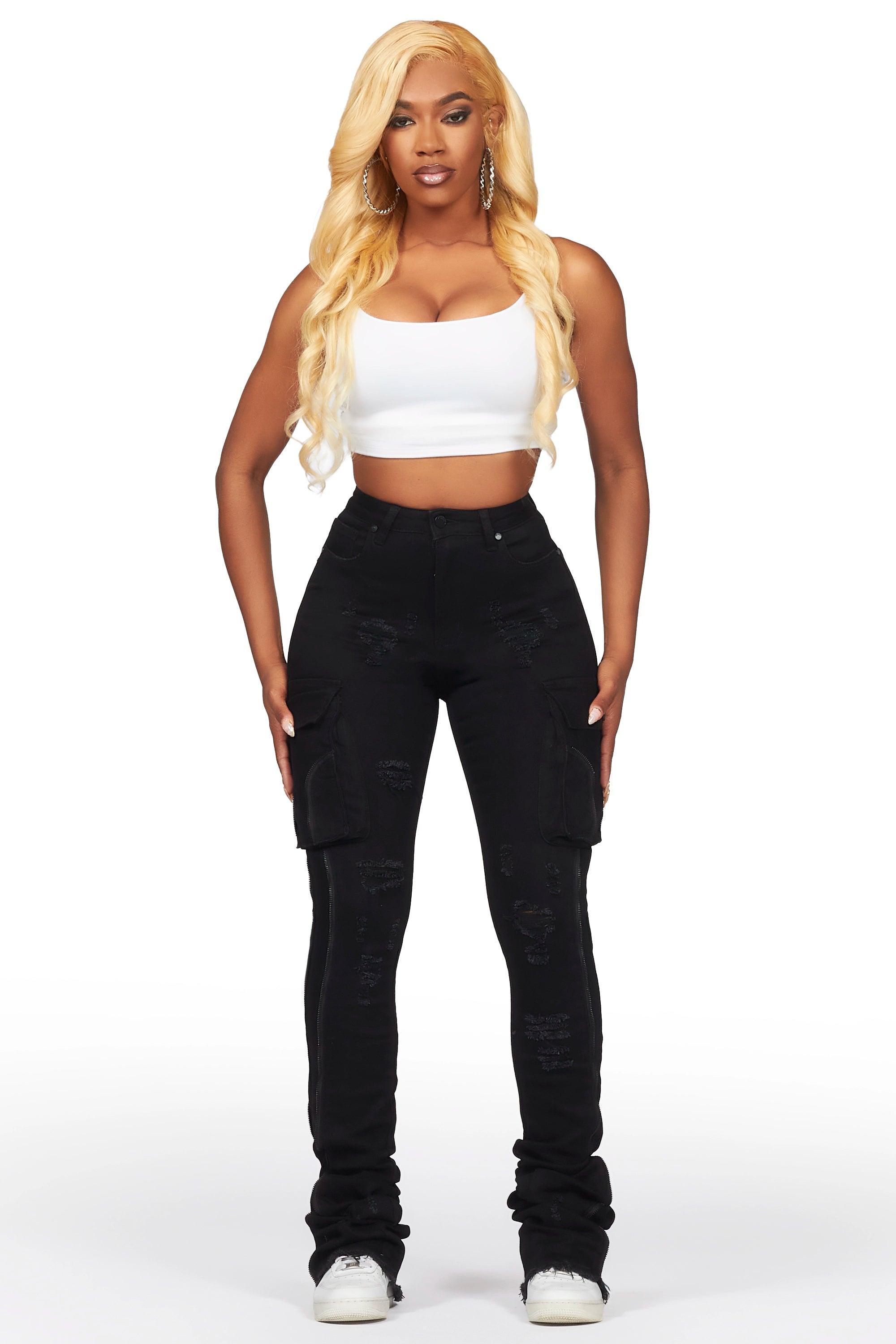 Shanita Black Super Stacked Jean Female Product Image