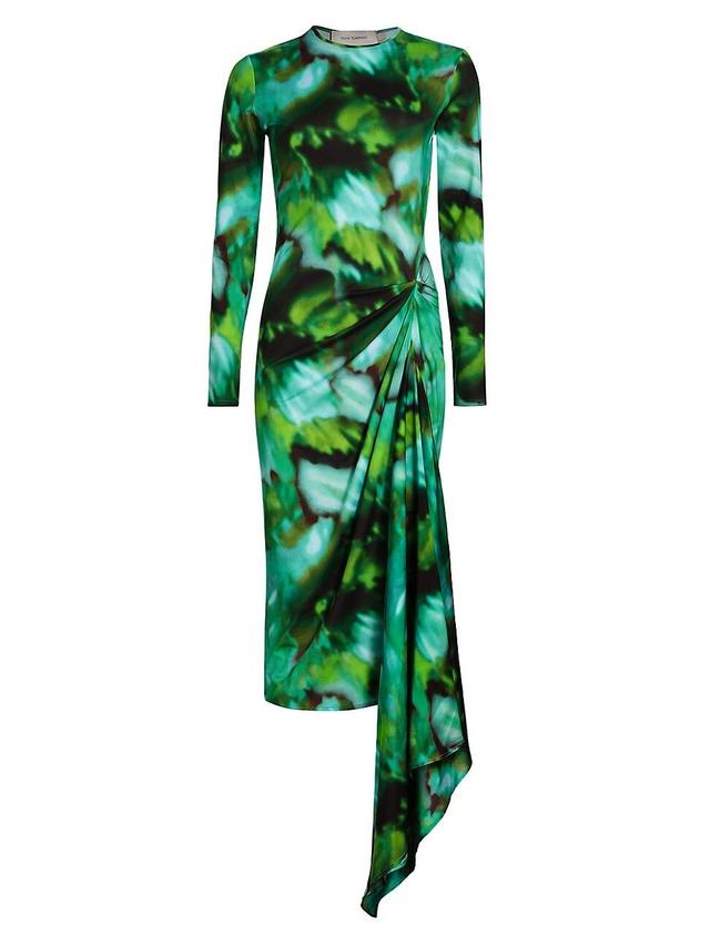 Womens Ananya Watercolor Draped Midi-Dress Product Image