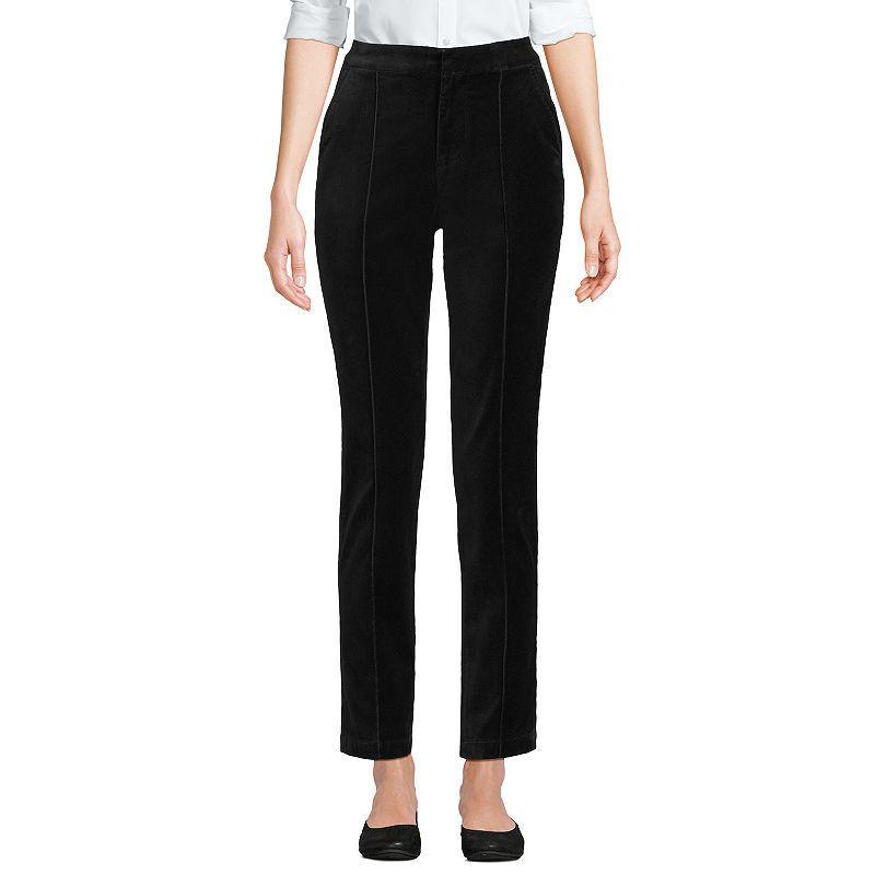 Womens Lands End Velvet High Rise Pintuck Pencil Ankle Pants Product Image