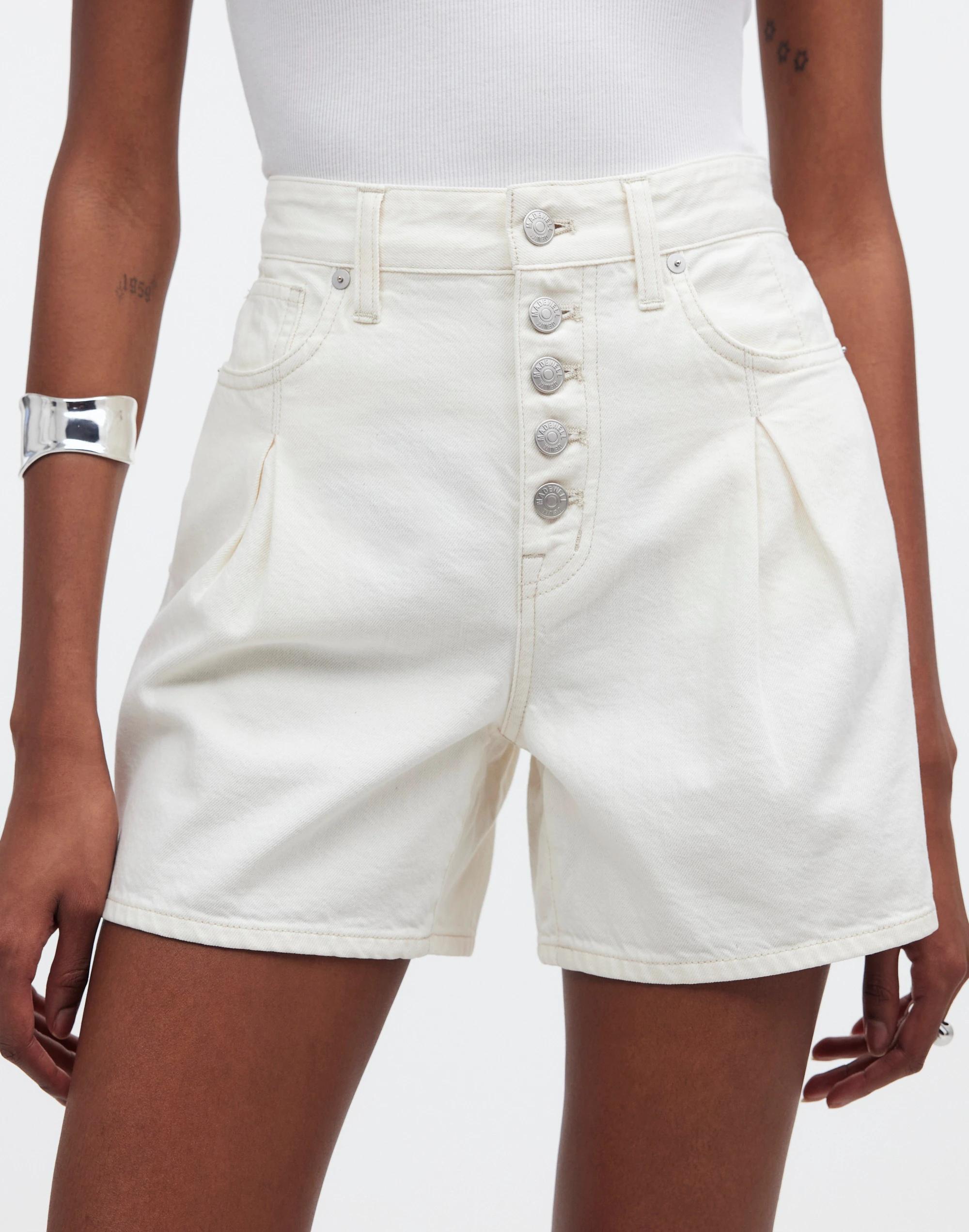 The '90s Mid-Length Jean Short in Vintage Canvas: Button Front Edition Product Image