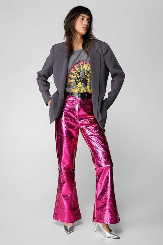 Metallic Crackle Flare Pants Product Image