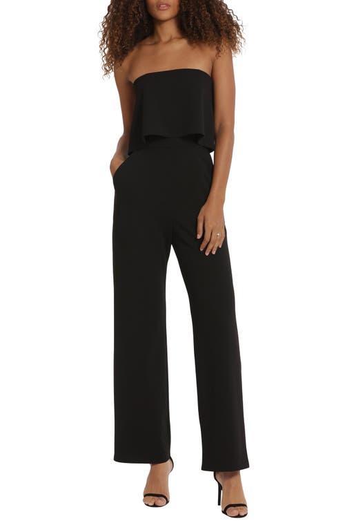 Donna Morgan Stretch Scuba Crepe Strapless Flounce Bodice Jumpsuit Product Image