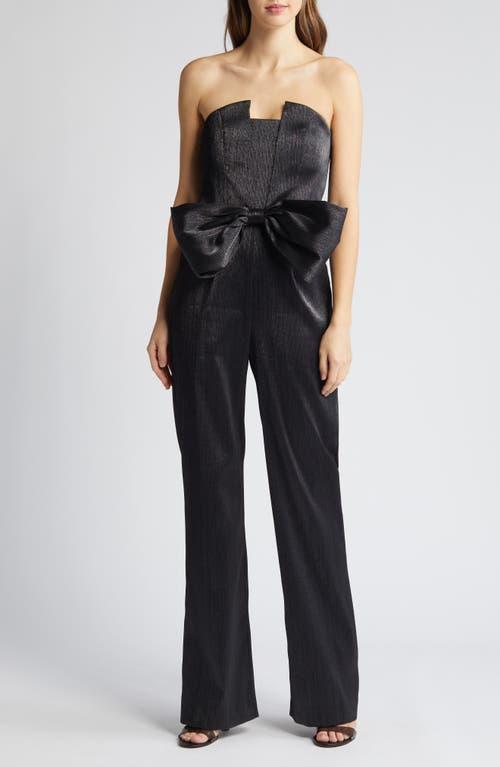 Black Halo Jacie Metallic Bow Waist Strapless Jumpsuit Product Image