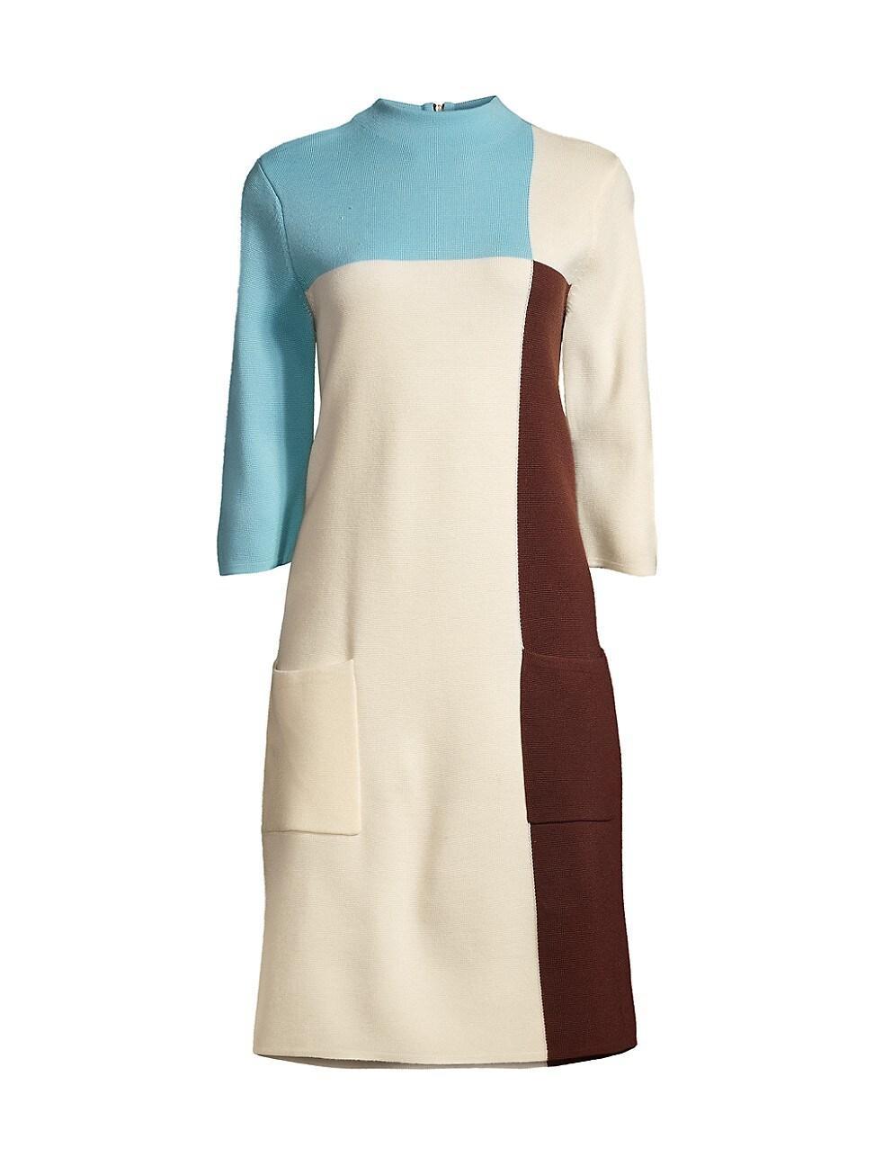 Womens Annie Colorblocked Wool Shift Dress Product Image