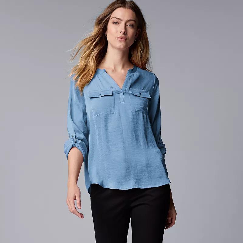 Womens Simply Vera Vera Wang Roll-Tab Popover Blouse product image