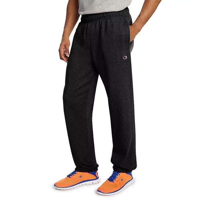 Mens Champion Powerblend Sweatpants, Cinched Hem, C Logo (Big & Tall) Black LT Product Image