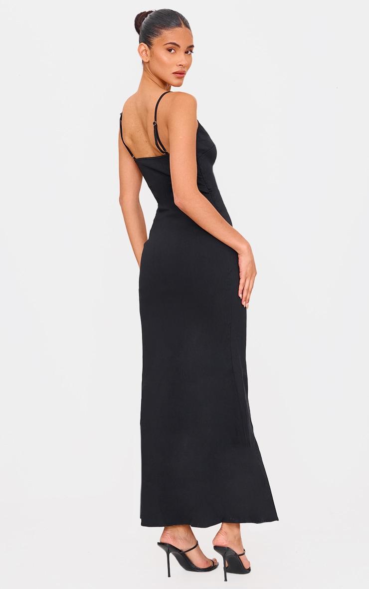 Black Woven Wired Plunge Maxi Dress Product Image