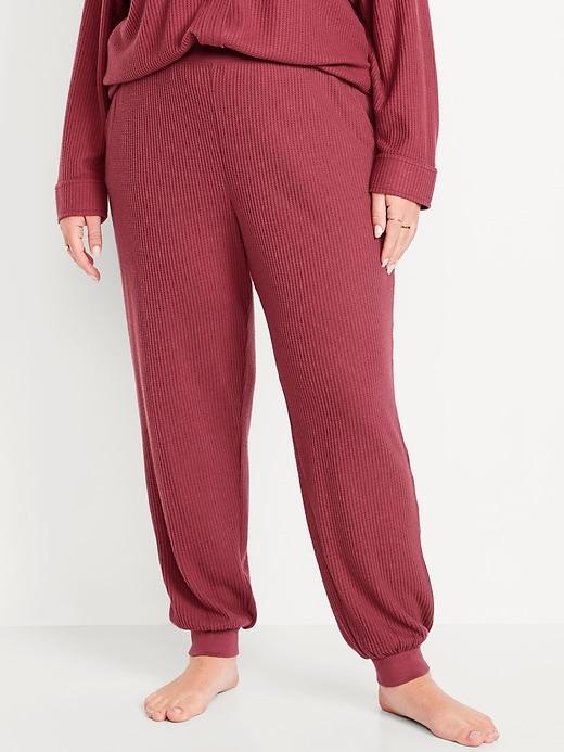 High-Waisted Waffle Lounge Joggers Product Image