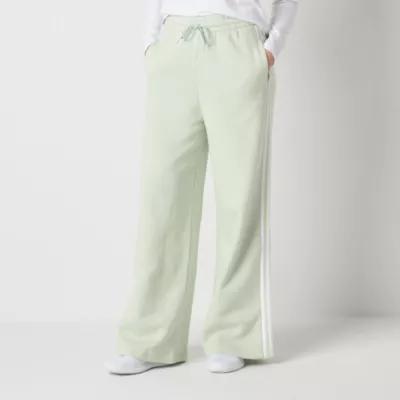 adidas Essentials 3 Stripe Fleece Wide Leg Pant Product Image