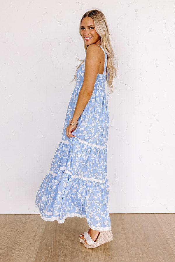 Southern Charm Floral Maxi Dress in Sky Blue Product Image