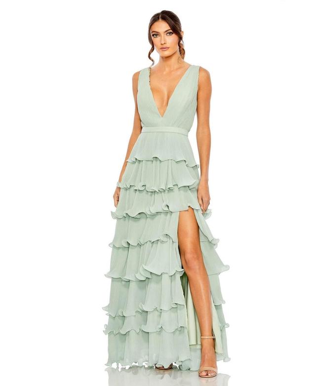 Ieena for Mac Duggal Tiered Ruffle A-Line Gown Product Image