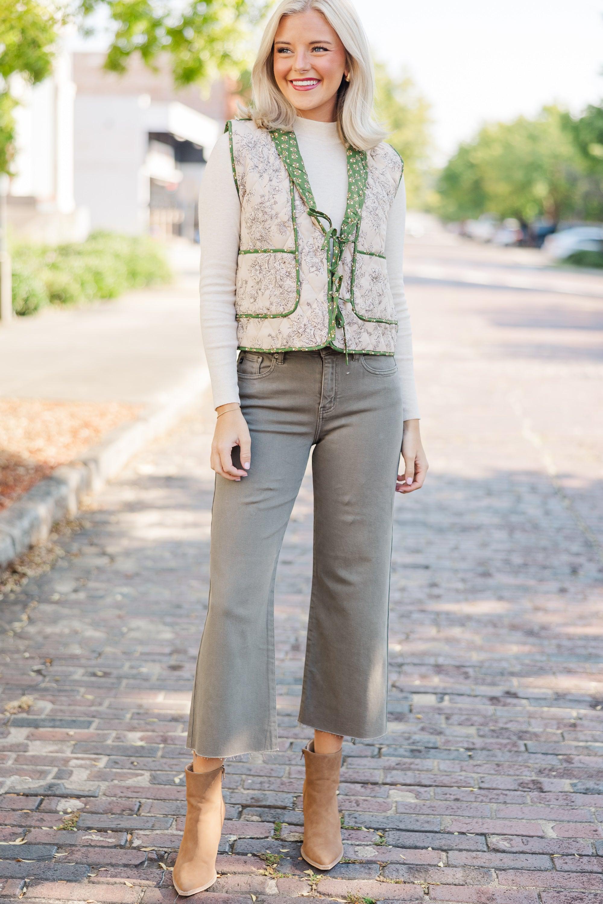 Always Be There Light Mocha Brown Ditsy Floral Vest Female Product Image