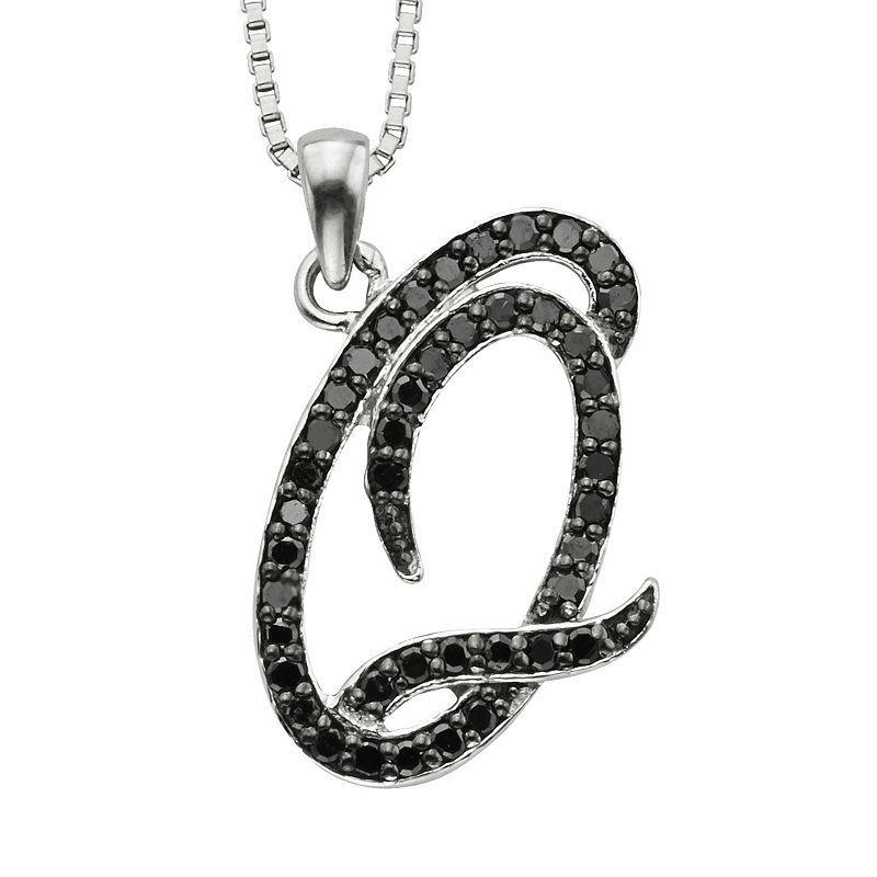 Jewelexcess Sterling Silver 1/4-ct. T.W. Black Diamond Initial Pendant, Womens Product Image