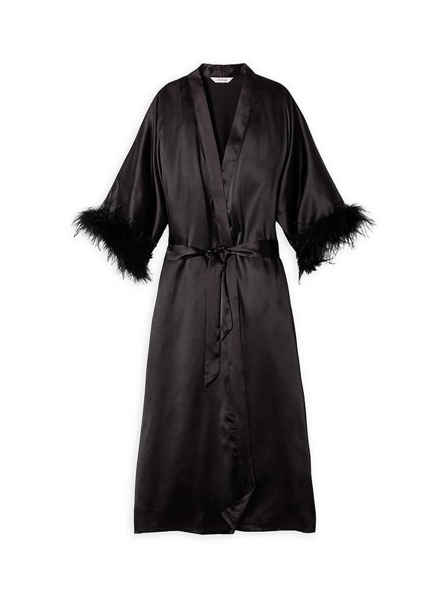 Mulberry Feather-Trim Silk Robe Product Image