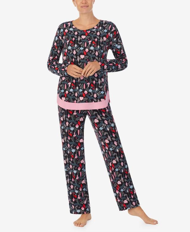 Ellen Tracy Womens Long Sleeve Crew Neck Pajamas Set Product Image