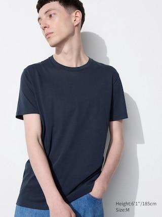 Mens Dry Crew Neck Short-Sleeve Color T-Shirt with Quick-Drying Navy 2XS UNIQLO US Product Image